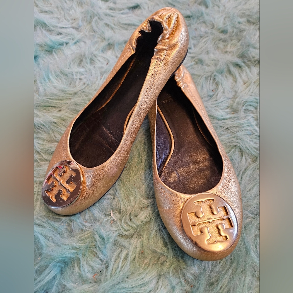 Tory Burch Gold Flats